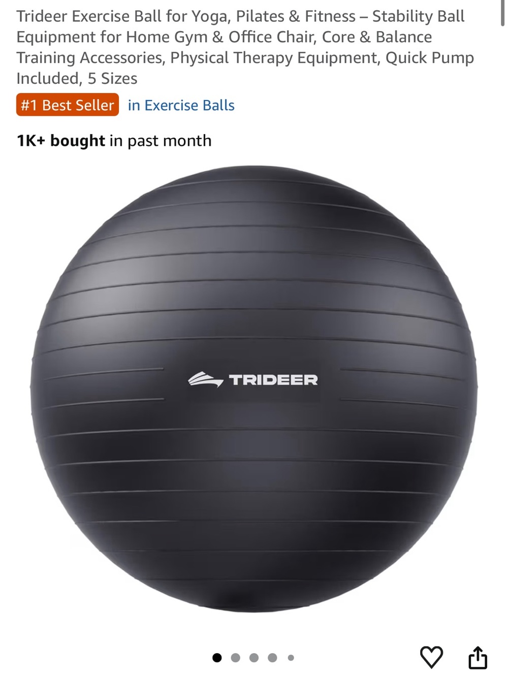 TRIDEER Black Exercise Stability Ball